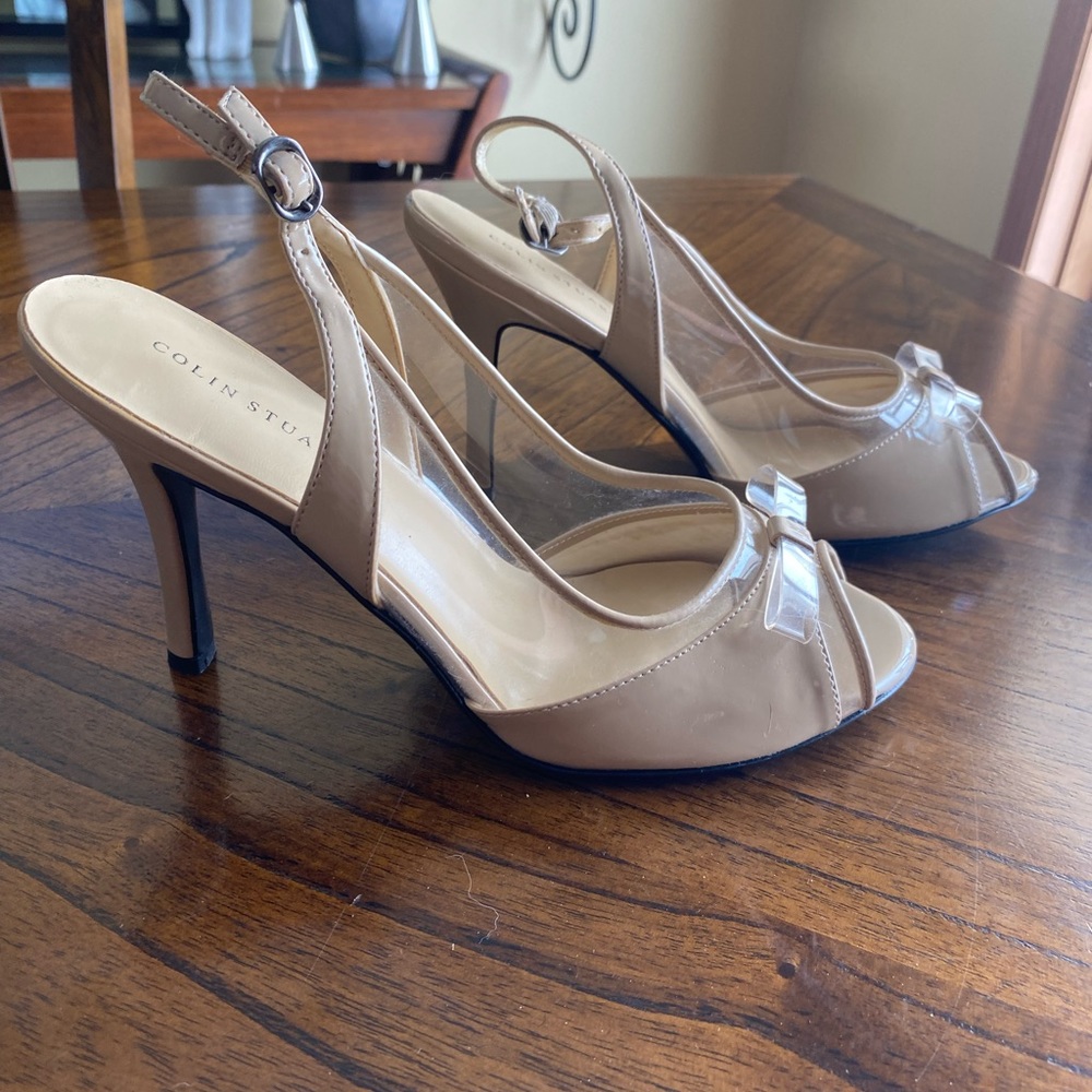 Colin Stuart peep toe heel w/ clear see through panels - Picture 2 of 8